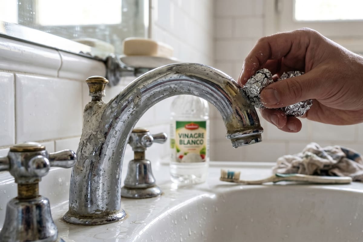 El truco de la bolita de aluminio para sacar el sarro de los grifos